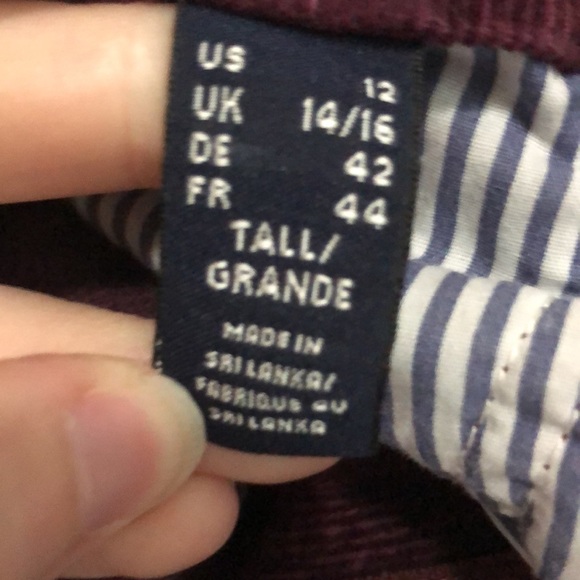 Lands End 12 Tall Burgundy Corduroy Pants - Picture 4 of 4